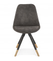 Chaise design gris foncé en tissu et bois Merrill