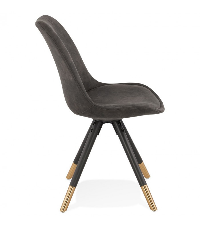 Chaise design gris foncé en tissu et bois Merrill