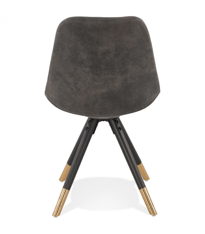 Chaise design gris foncé en tissu et bois Merrill
