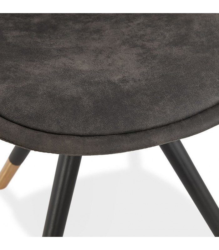 Chaise design gris foncé en tissu et bois Merrill