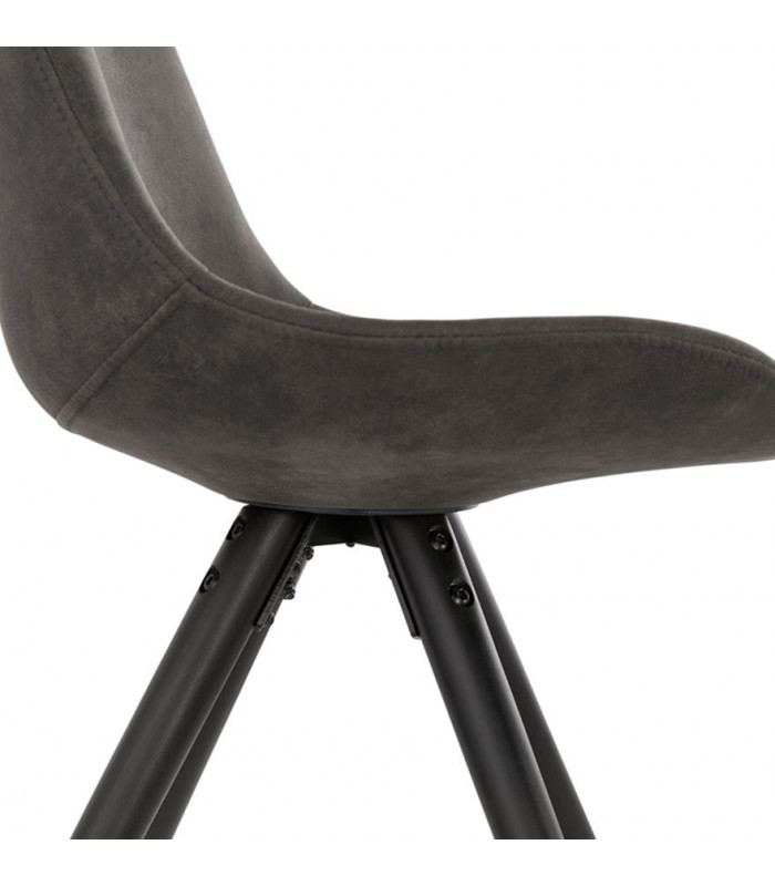 Chaise design gris foncé en tissu et bois Merrill