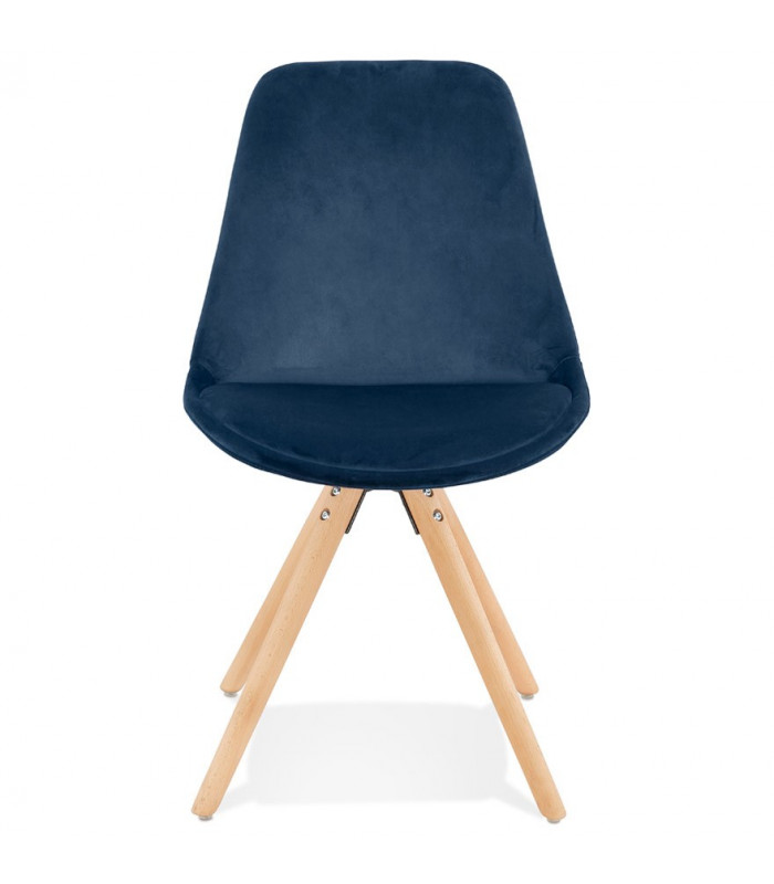 Chaise design bleu en tissu et bois Eton