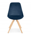 Chaise design bleu en tissu et bois Eton