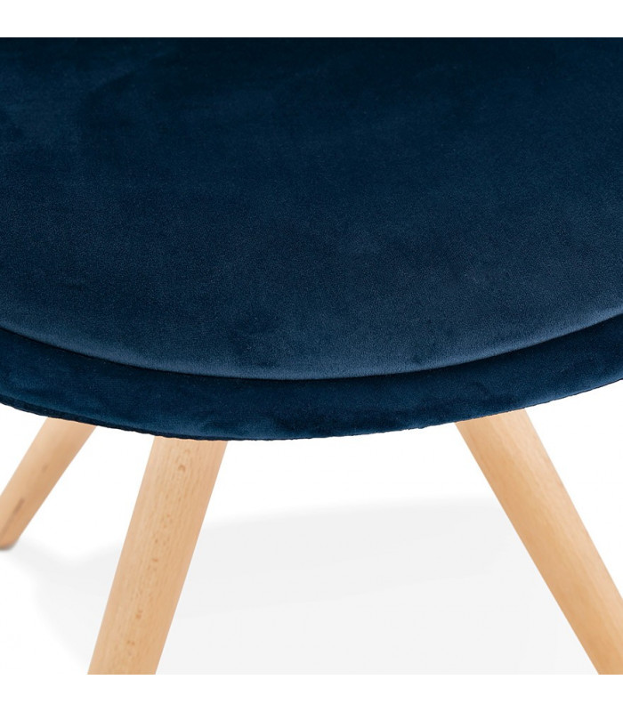 Chaise design bleu en tissu et bois Eton