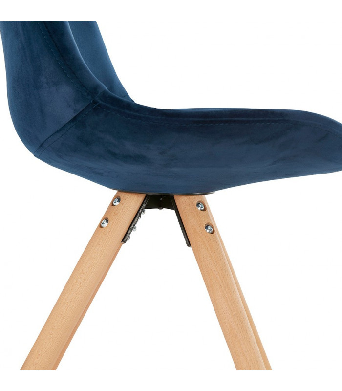 Chaise design bleu en tissu et bois Eton