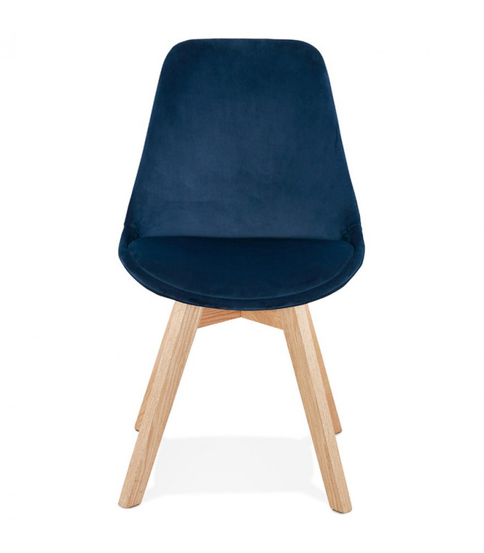 Chaise design bleu en tissu et bois Kolo