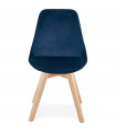 Chaise design bleu en tissu et bois Kolo
