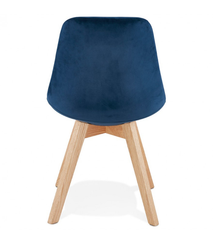 Chaise design bleu en tissu et bois Kolo