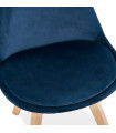 Chaise design bleu en tissu et bois Kolo