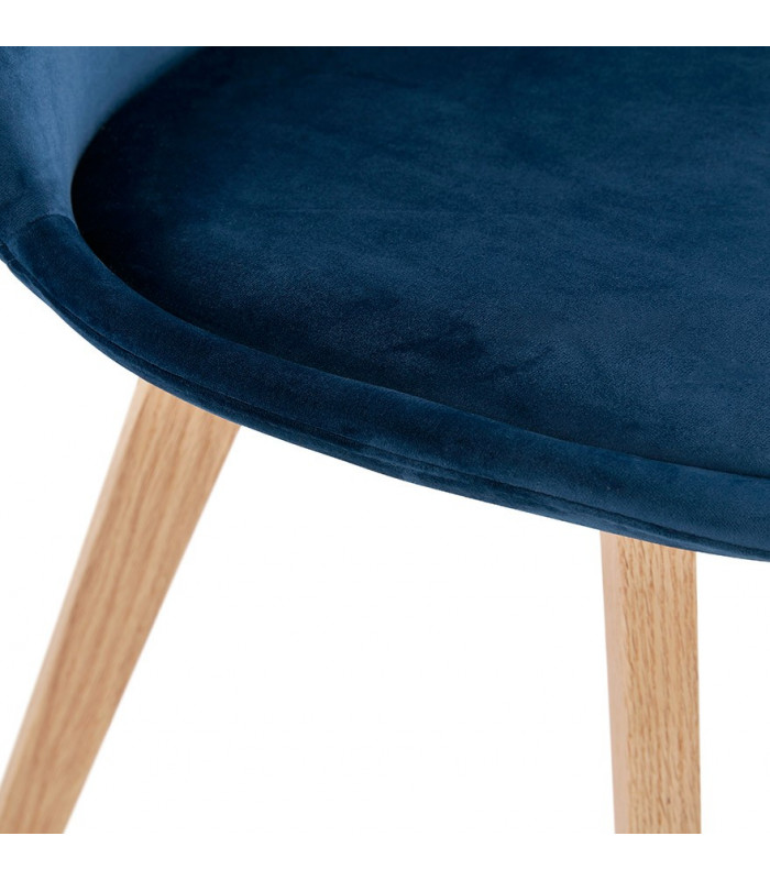 Chaise design bleu en tissu et bois Kolo