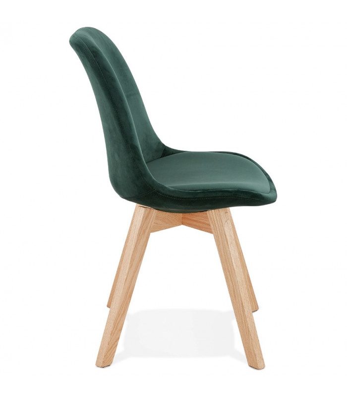 Chaise design vert en tissu et bois Kolo
