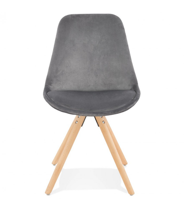 Chaise design gris en tissu et bois Eton