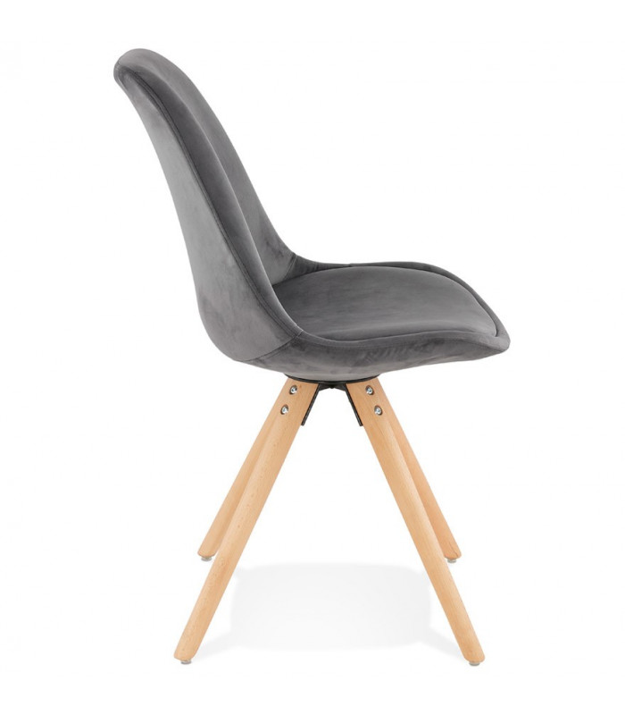 Chaise design gris en tissu et bois Eton