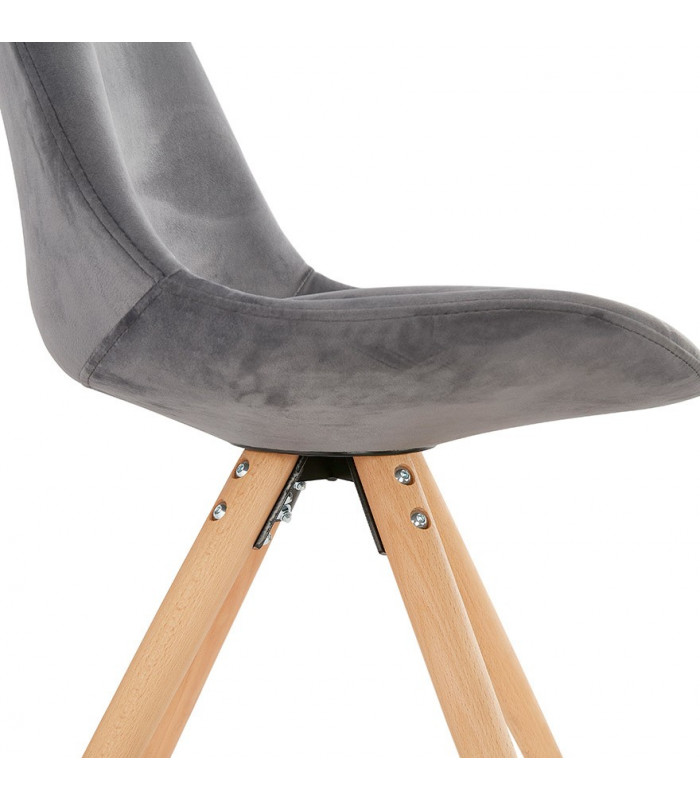 Chaise design gris en tissu et bois Eton