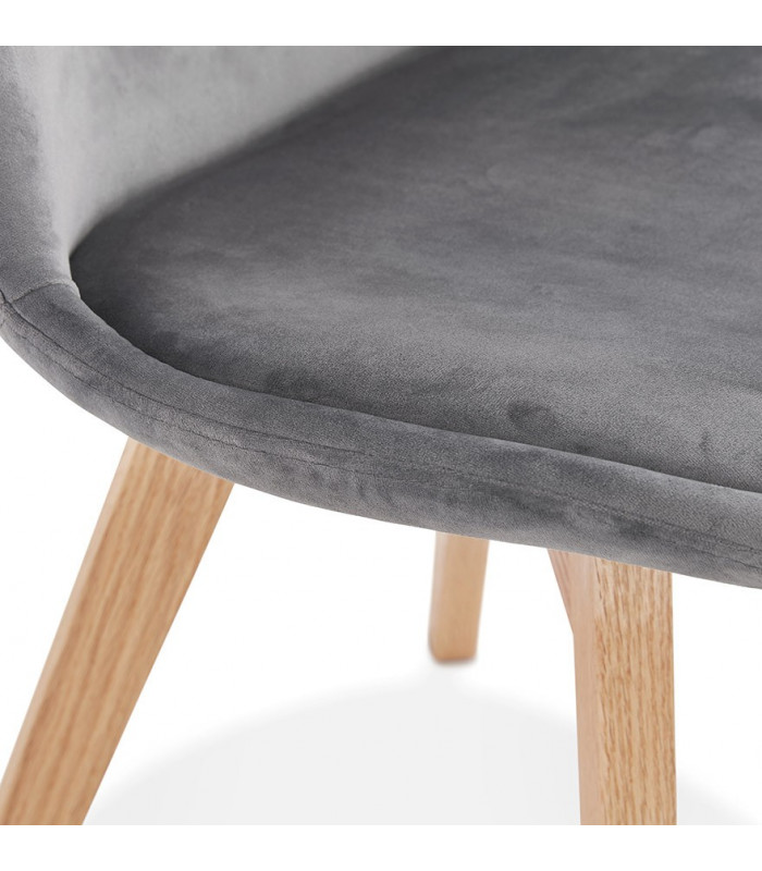 Chaise design gris en tissu et bois Kolo