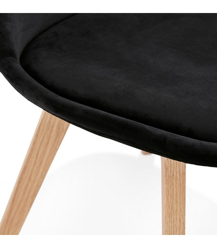 Chaise design noir en tissu et bois Kolo
