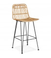 Tabouret de bar design naturel en bois et métal Giamatti Mini