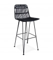 Tabouret de bar design noir en bois et métal Giamatti