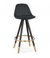 Tabouret de bar design noir en tissu et bois Blaine Mini