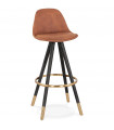 Tabouret de bar design marron en tissu et bois Ayres