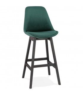 Tabouret de bar design vert en tissu et bois Alvah