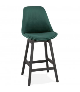 Tabouret de bar design vert en tissu et bois Alvah Mini