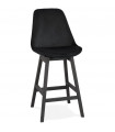 Tabouret de bar design noir en tissu et bois Alvah Mini