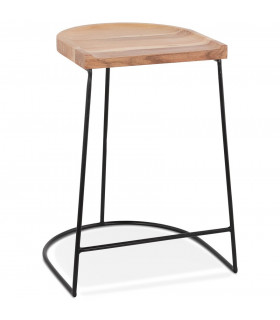 Tabouret de bar design naturel en bois et métal Jak Mini