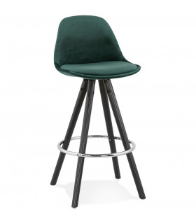 Tabouret de bar design vert en tissu et bois Darna Mini 65