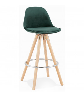 Tabouret de bar design vert en tissu et bois Darna Mini 65