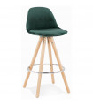 Tabouret de bar design vert en tissu et bois Darna Mini 65