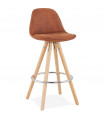 Tabouret de bar design marron en tissu et bois Adagio Mini 65