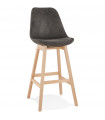 Tabouret de bar design gris foncé en tissu et bois Nya