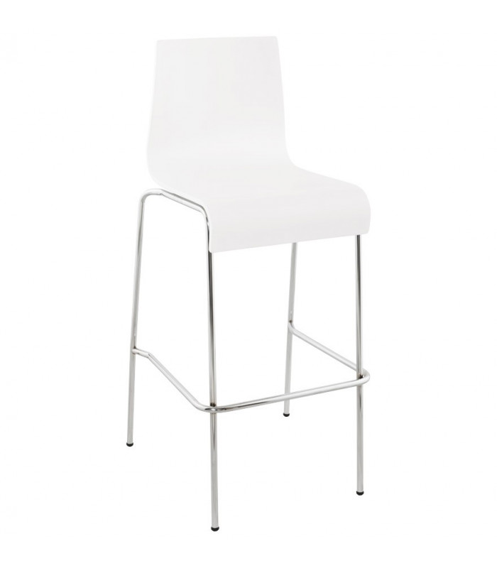 Tabouret de bar design blanc en bois Broco