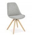 Chaise design gris en tissu et bois Axis