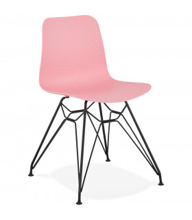 Chaise design rose en plastique et métal Curl