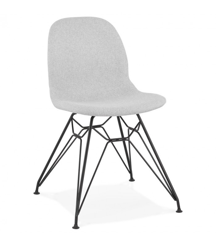 Chaise design gris clair en tissu et métal Kora
