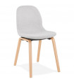Chaise design gris clair en tissu et bois Bernice