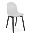 Chaise design gris clair en tissu et bois Bernice