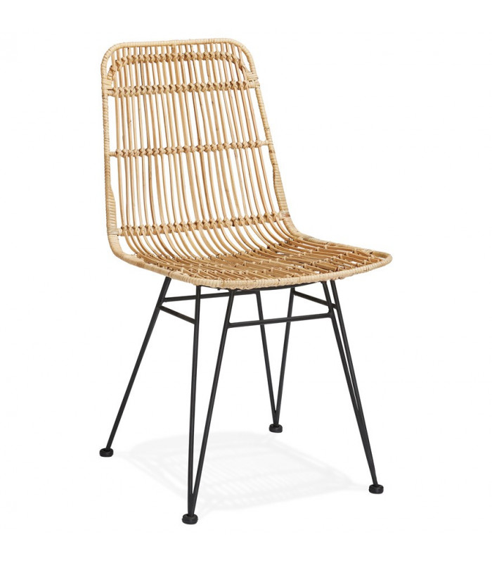 Chaise design naturel en bois et métal Harbour