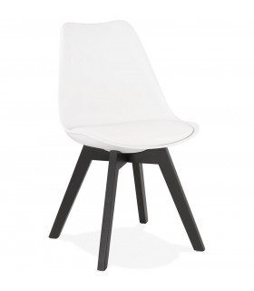 Chaise design blanc en plastique et bois Arabesque
