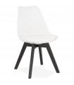 Chaise design blanc en plastique et bois Arabesque