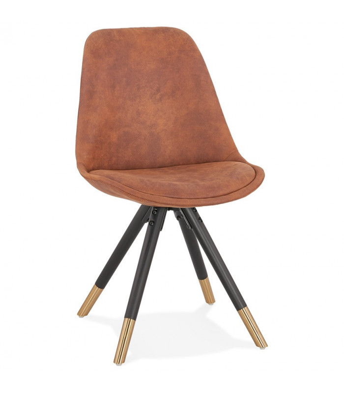 Chaise design marron en tissu et bois Merrill