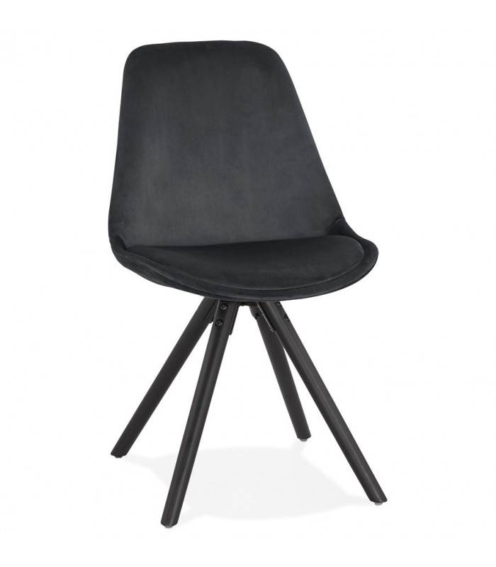 Chaise design noir en tissu et bois Eton