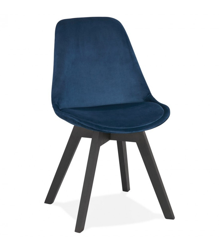 Chaise design bleu en tissu et bois Kolo