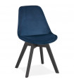 Chaise design bleu en tissu et bois Kolo