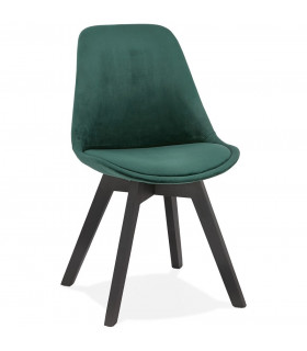 Chaise design vert en tissu et bois Kolo