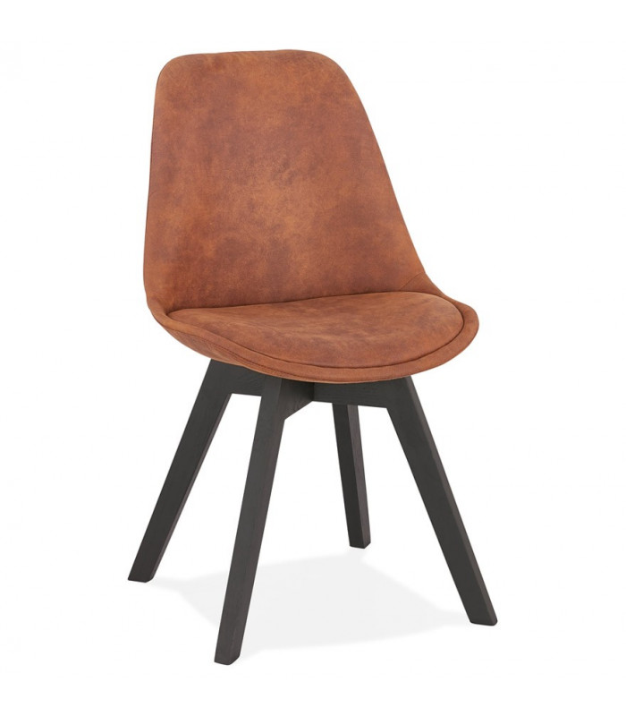 Chaise design marron en tissu et bois Mordax