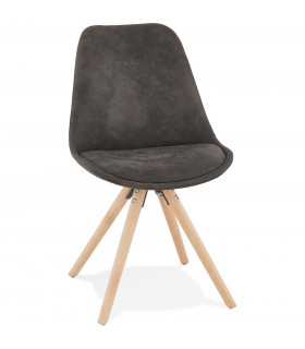 Chaise design gris foncé en tissu et bois Bluffton