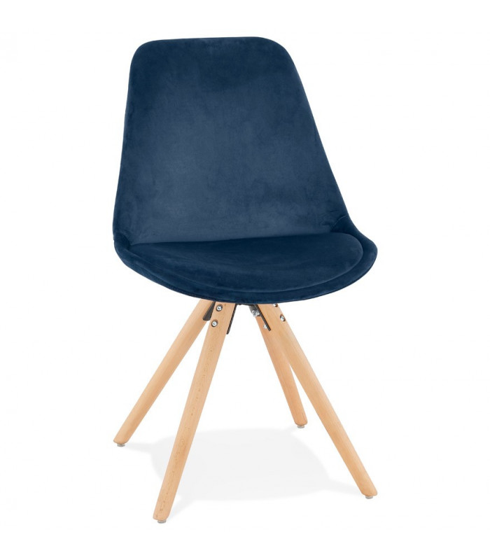 Chaise design bleu en tissu et bois Eton